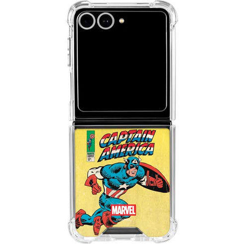 Marvel Classic Comics Captain America Galaxy Z Flip7 Clear Case