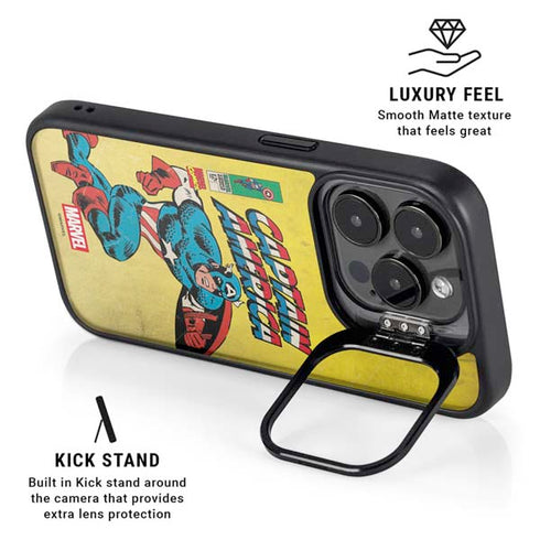 Marvel Classic Comics Captain America iPhone 15 Pro Max Kickstand Case