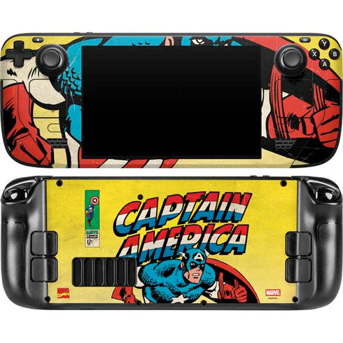 Marvel Classic Comics Captain America Steam Deck Handheld Gaming Computer OLED Skin
