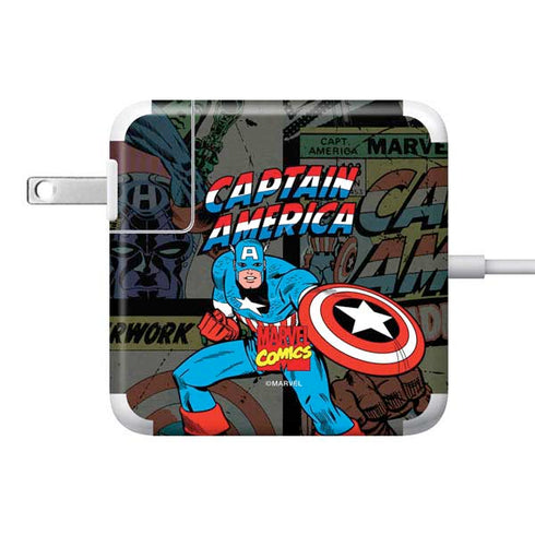Marvel Classic Comics Captain America Vintage 85W Power Adapter (15 and 17 inch MacBook Pro Charger) Skin