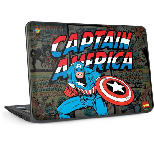 Marvel Classic Comics Captain America Vintage HP Chromebook Skin