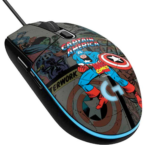 Marvel Classic Comics Captain America Vintage G203 Prodigy RGB Wired Gaming Mouse Skin