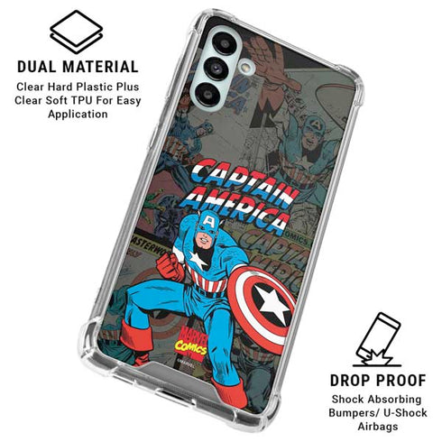 Marvel Classic Comics Captain America Vintage Galaxy A13 5G Clear Case