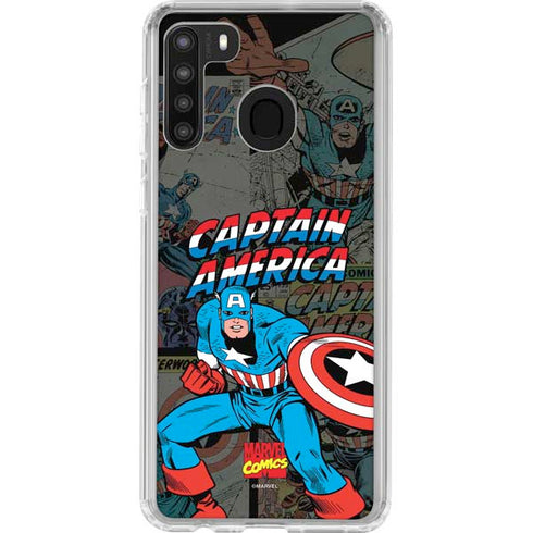 Marvel Classic Comics Captain America Vintage Galaxy A21 Clear Case