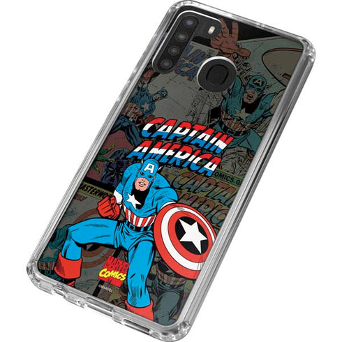Marvel Classic Comics Captain America Vintage Galaxy A21 Clear Case