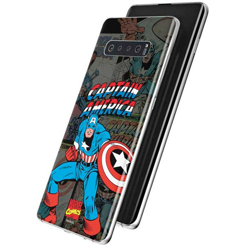 Marvel Classic Comics Captain America Vintage Galaxy S10 Plus Skin