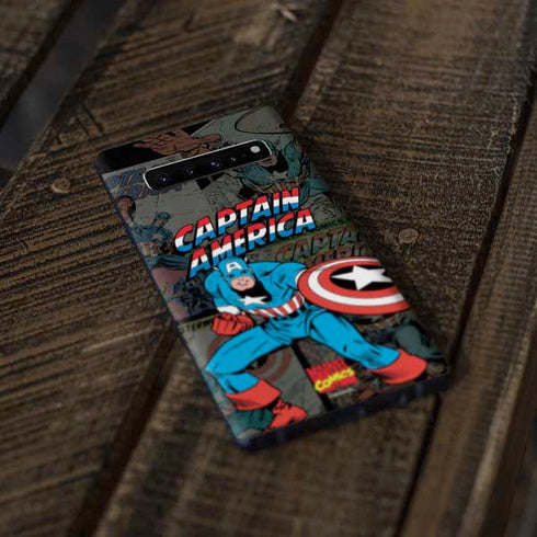 Marvel Classic Comics Captain America Vintage Galaxy S10 Plus Skin