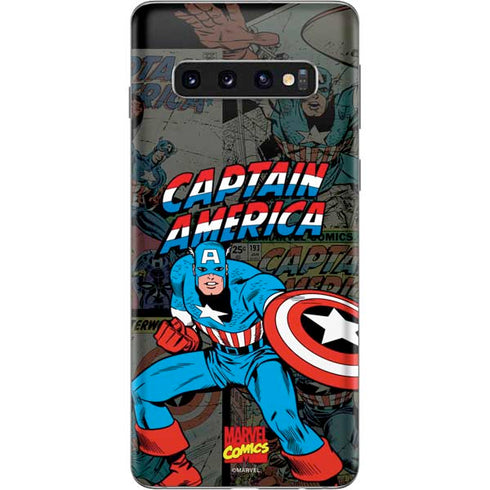 Marvel Classic Comics Captain America Vintage Galaxy S10 Skin