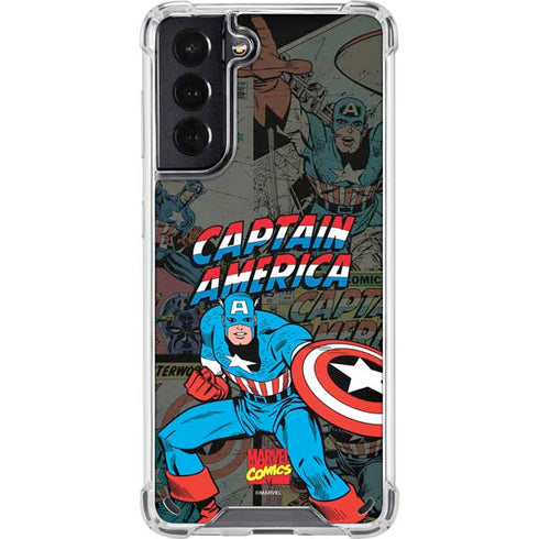 Marvel Classic Comics Captain America Vintage Galaxy S21 5G Clear Case
