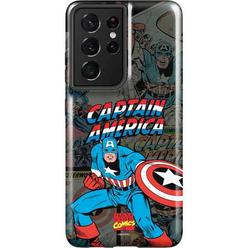 Marvel Classic Comics Captain America Vintage Galaxy S21 Ultra 5G Pro Case