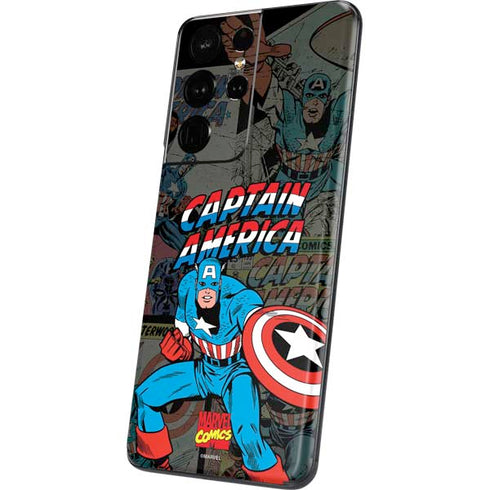 Marvel Classic Comics Captain America Vintage Galaxy S21 Ultra 5G Skin