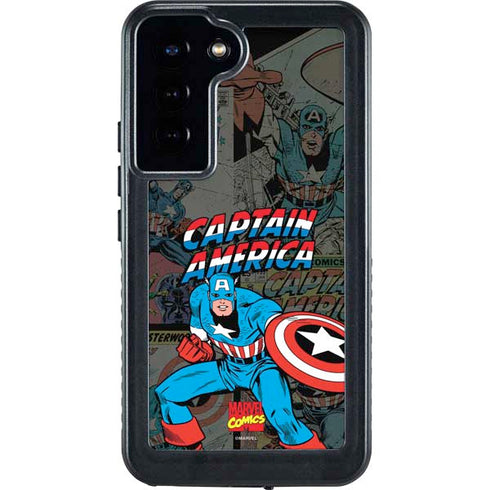Marvel Classic Comics Captain America Vintage Galaxy S23 Plus Waterproof Case