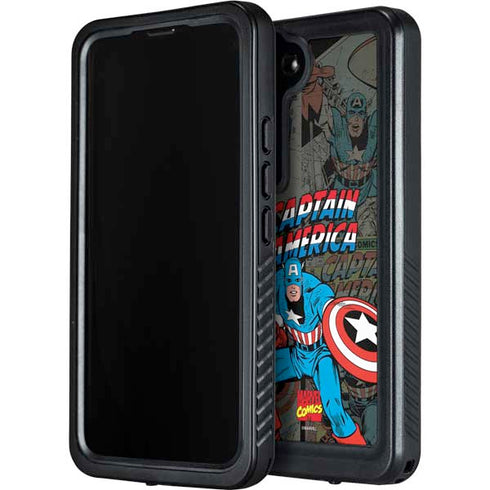 Marvel Classic Comics Captain America Vintage Galaxy S23 Plus Waterproof Case