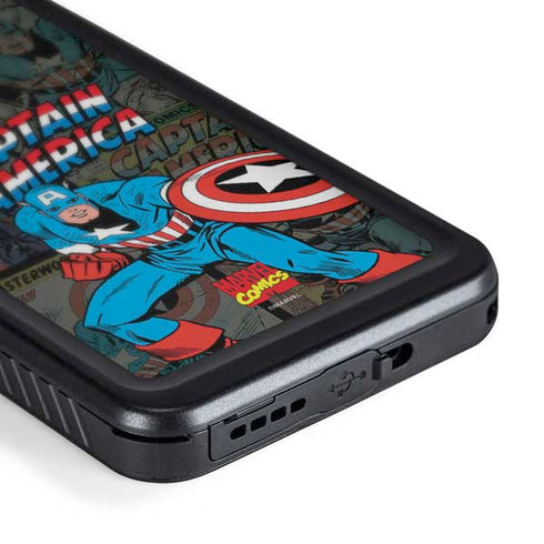 Marvel Classic Comics Captain America Vintage Galaxy S23 Plus Waterproof Case
