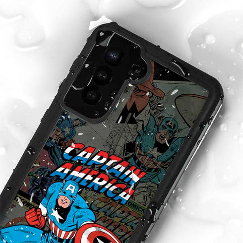 Marvel Classic Comics Captain America Vintage Galaxy S23 Plus Waterproof Case