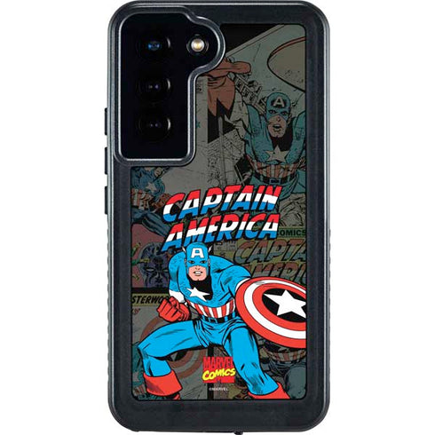 Marvel Classic Comics Captain America Vintage Galaxy S23 Waterproof Case