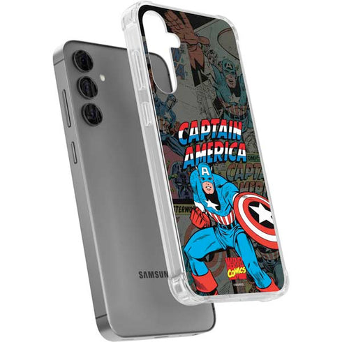 Marvel Classic Comics Captain America Vintage Galaxy S24 Plus Clear Case