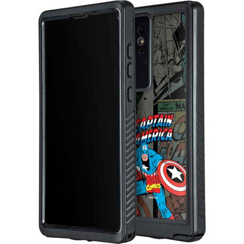 Marvel Classic Comics Captain America Vintage Galaxy S24 Ultra Waterproof Case