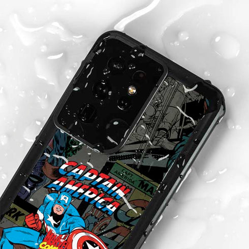 Marvel Classic Comics Captain America Vintage Galaxy S24 Ultra Waterproof Case