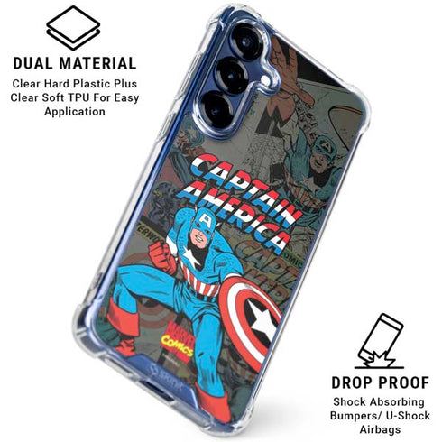 Marvel Classic Comics Captain America Vintage Galaxy S25 Clear Case