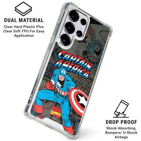 Marvel Classic Comics Captain America Vintage Galaxy S25 Ultra Clear Case