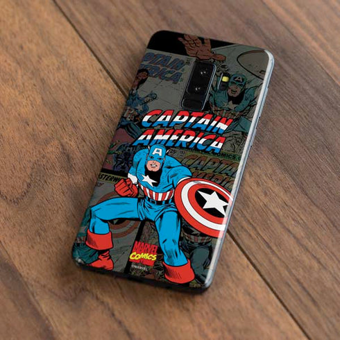 Marvel Classic Comics Captain America Vintage Galaxy S9 Plus Skin