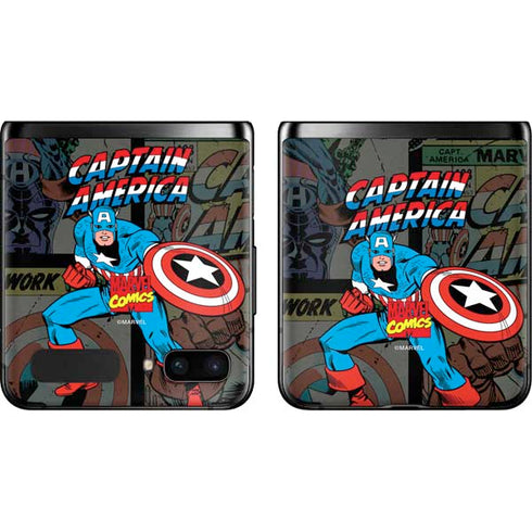 Marvel Classic Comics Captain America Vintage Galaxy Z Flip Skin
