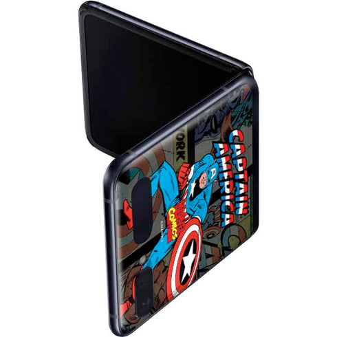 Marvel Classic Comics Captain America Vintage Galaxy Z Flip Skin