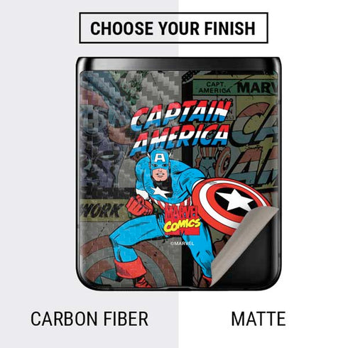 Marvel Classic Comics Captain America Vintage Galaxy Z Flip Skin