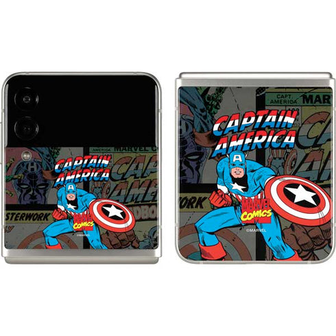 Marvel Classic Comics Captain America Vintage Galaxy Z Flip3 5G Skin