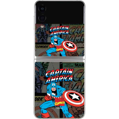 Marvel Classic Comics Captain America Vintage Galaxy Z Flip3 5G Skin
