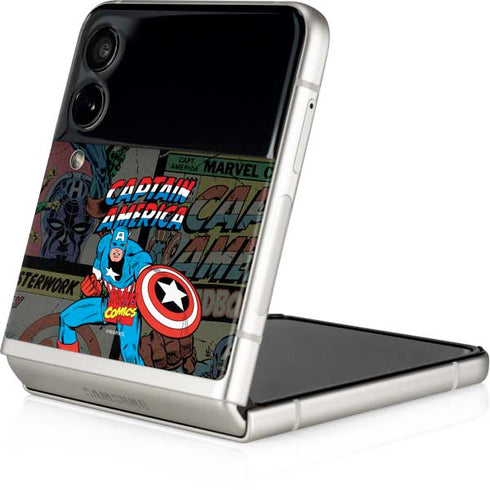 Marvel Classic Comics Captain America Vintage Galaxy Z Flip3 5G Skin