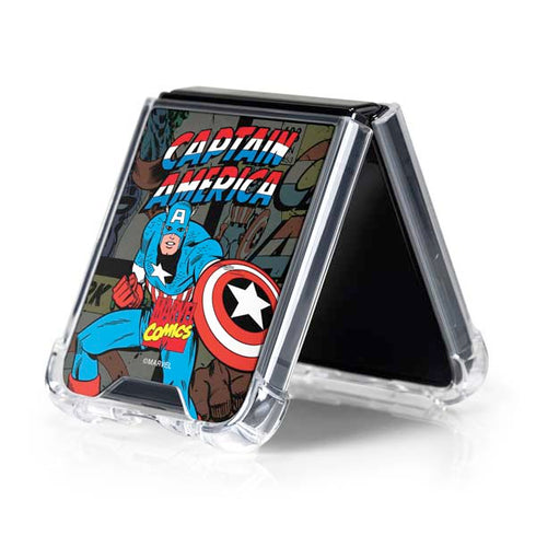 Marvel Classic Comics Captain America Vintage Galaxy Z Flip5 5G Clear Case