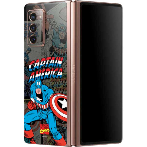 Marvel Classic Comics Captain America Vintage Galaxy Z Fold2 5G Skin