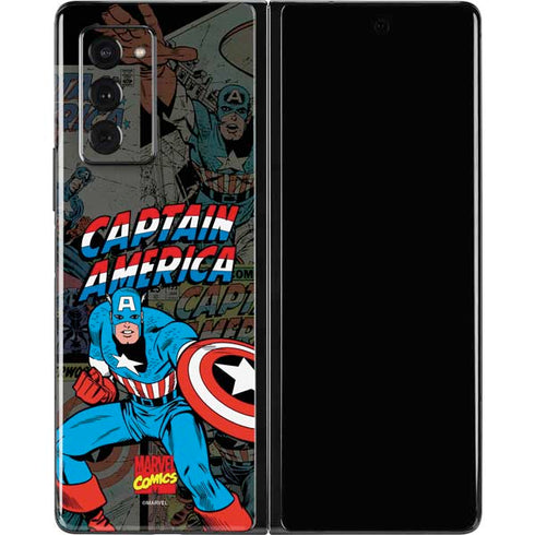 Marvel Classic Comics Captain America Vintage Galaxy Z Fold2 5G Skin