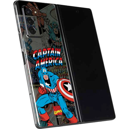 Marvel Classic Comics Captain America Vintage Galaxy Z Fold2 5G Skin