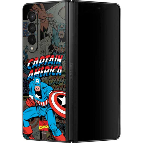 Marvel Classic Comics Captain America Vintage Galaxy Z Fold3 5G Skin
