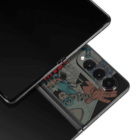 Marvel Classic Comics Captain America Vintage Galaxy Z Fold3 5G Skin