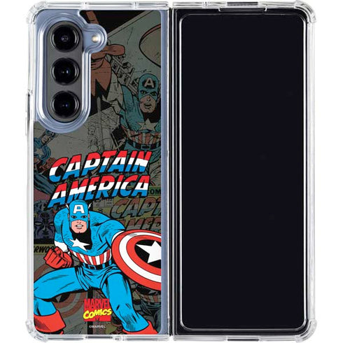 Marvel Classic Comics Captain America Vintage Galaxy Z Fold5 5G Clear Case