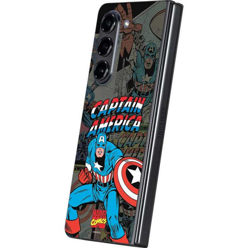 Marvel Classic Comics Captain America Vintage Galaxy Z Fold5 5G Skin