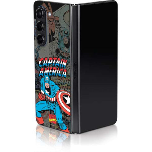 Marvel Classic Comics Captain America Vintage Galaxy Z Fold5 5G Skin