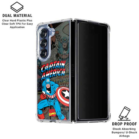 Marvel Classic Comics Captain America Vintage Galaxy Z Fold6 Clear Case