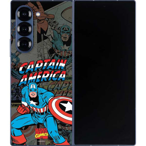Marvel Classic Comics Captain America Vintage Galaxy Z Fold6 Skin