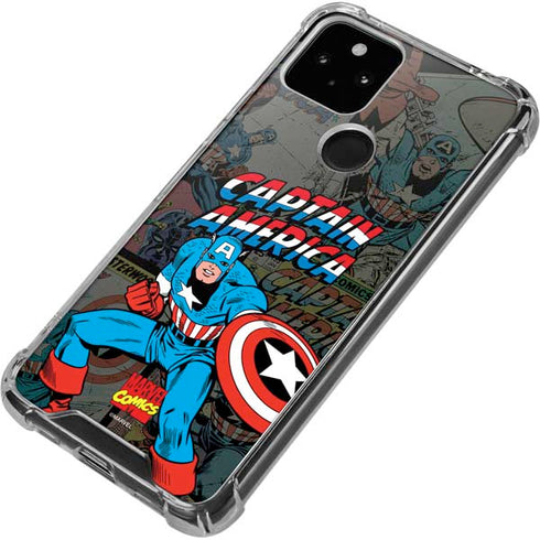 Marvel Classic Comics Captain America Vintage Google Pixel 5a 5G Clear Case