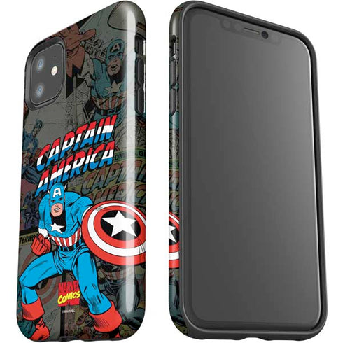 Marvel Classic Comics Captain America Vintage iPhone 11 Impact Case