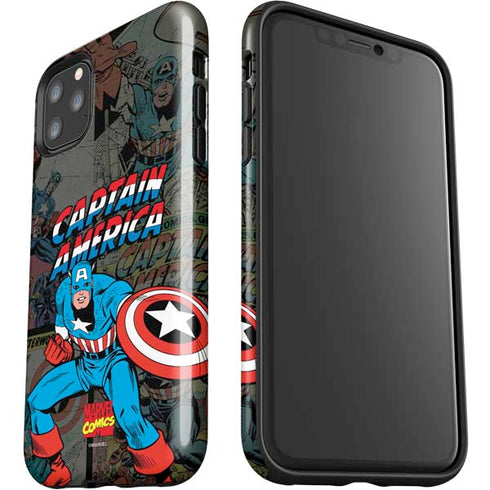 Marvel Classic Comics Captain America Vintage iPhone 11 Pro Max Impact Case