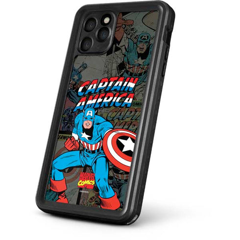 Marvel Classic Comics Captain America Vintage iPhone 11 Pro Waterproof Case