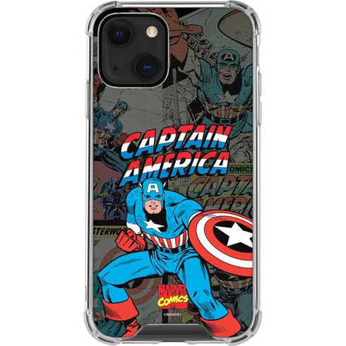 Marvel Classic Comics Captain America Vintage iPhone 13 Mini Clear Case