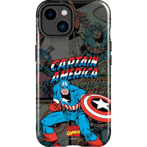 Marvel Classic Comics Captain America Vintage iPhone 14 Plus Impact Case