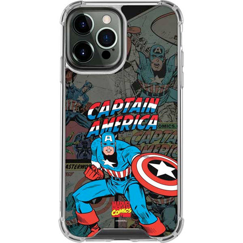 Marvel Classic Comics Captain America Vintage iPhone 14 Pro Max Clear Case